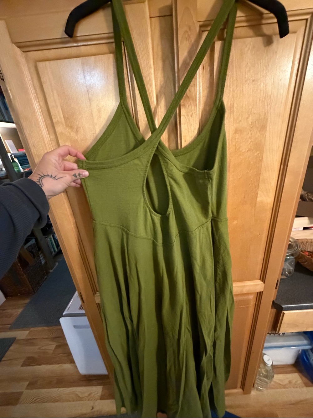 Free People Olive Green Wide-Leg Strappy Jumpsuit - Picture 2 of 3
